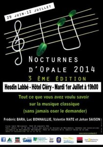 affiche concert Nocturnes d'Opale 2014 1 JUILLET