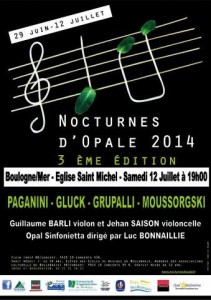 affiche concert Nocturnes d'Opale 2014 12 juillet