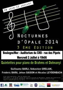 affiche concert Nocturnes d'Opale 2014 2 juillet